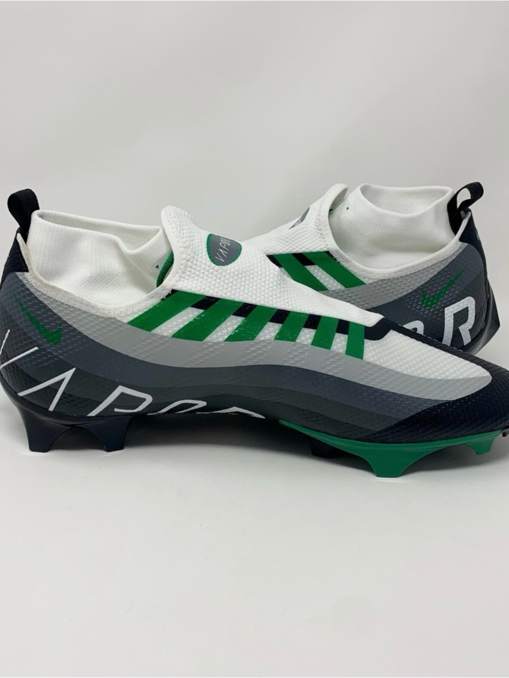 Nike Vapor Men's Laceless Football Cleats in White, Green & Black - Picture 2 of 10